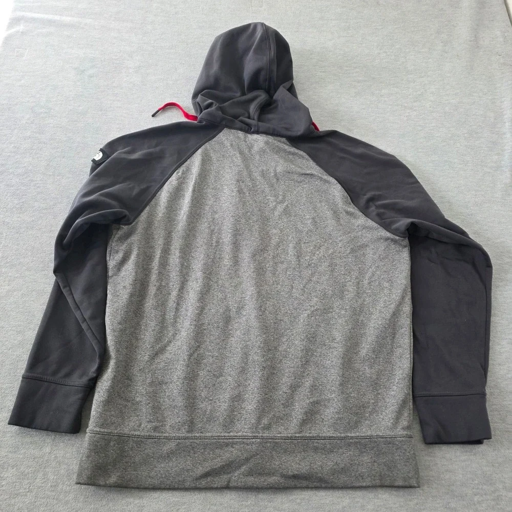 The North Face Mens Gray Black Red Full Zip Fleece Hoodie Jacket Large L/G